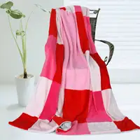 Photo of Onitiva - Cerelia - Soft Coral Fleece Patchwork Throw Blanket (59 by 78.7 inches)