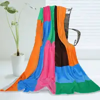 Photo of Onitiva - Colorful Patchwork - Soft Coral Fleece Patchwork Throw Blanket (59 by 78.7 inches)