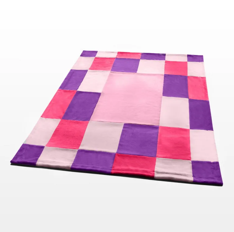 Onitiva - Lavender Love - Soft Coral Fleece Patchwork Throw Blanket (59 by 78.7 inches) Photo 3