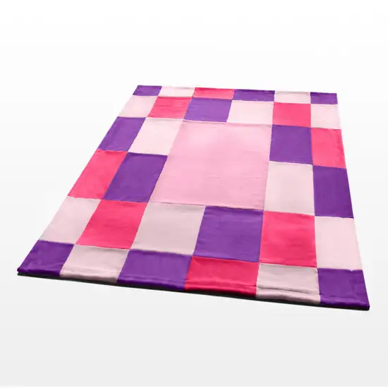 Onitiva - Lavender Love -  Soft Coral Fleece Patchwork Throw Blanket (59 by 78.7 inches) Photo 4