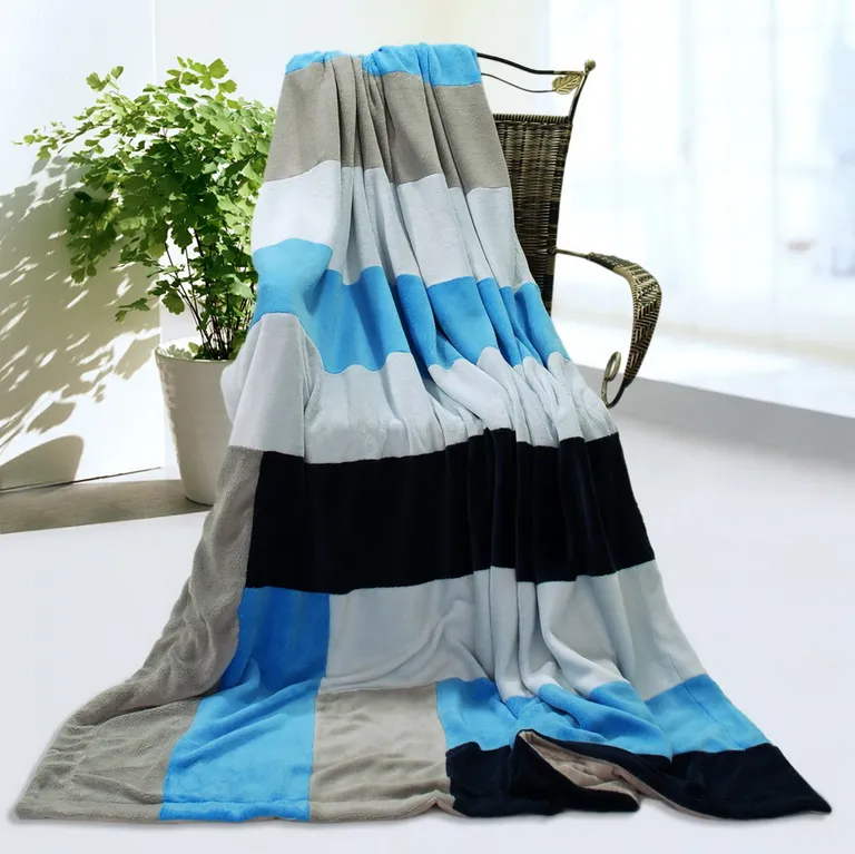 Onitiva - Love is blue - Soft Coral Fleece Patchwork Throw Blanket (59 by 78.7 inches) Photo 1