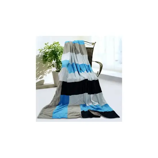 Onitiva - Love is blue -  Soft Coral Fleece Patchwork Throw Blanket (59 by 78.7 inches) Photo 2