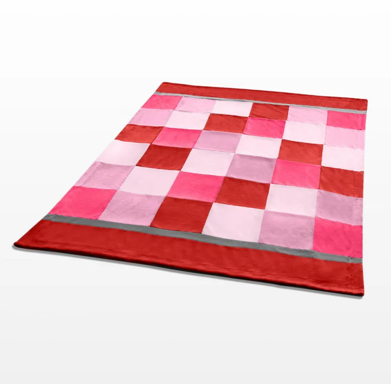 Onitiva - Plaids - Hoodwinked - Soft Coral Fleece Patchwork Throw Blanket (59 by 78.7 inches) Photo 3