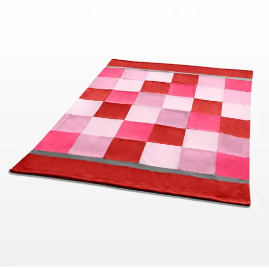 Onitiva - Plaids - Hoodwinked -  Soft Coral Fleece Patchwork Throw Blanket (59 by 78.7 inches) Photo 4