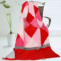 Photo of Onitiva - Plaids - Rose Elf - Soft Coral Fleece Patchwork Throw Blanket (59 by 78.7 inches)