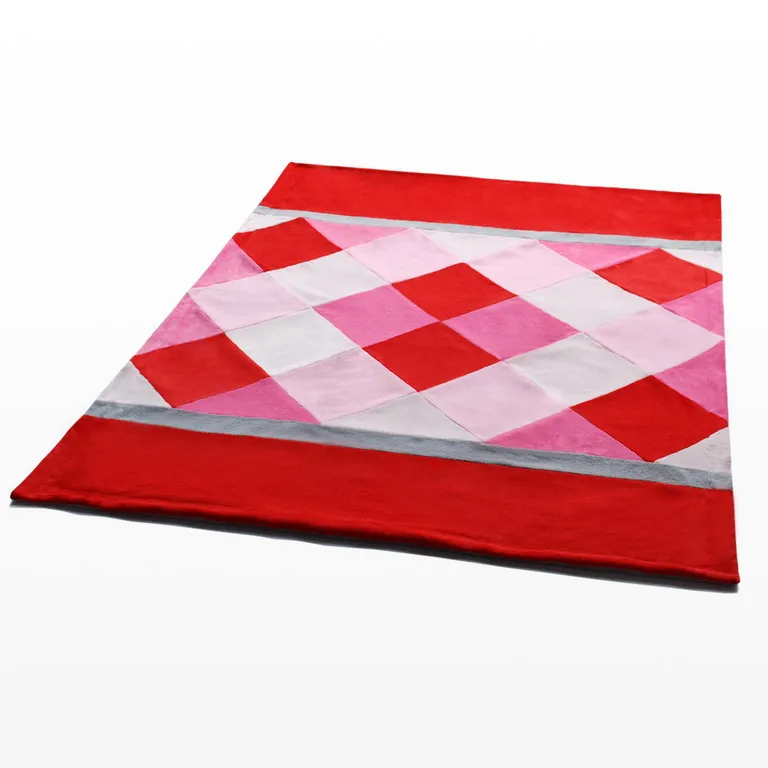Onitiva - Plaids - Rose Elf - Soft Coral Fleece Patchwork Throw Blanket (59 by 78.7 inches) Photo 3