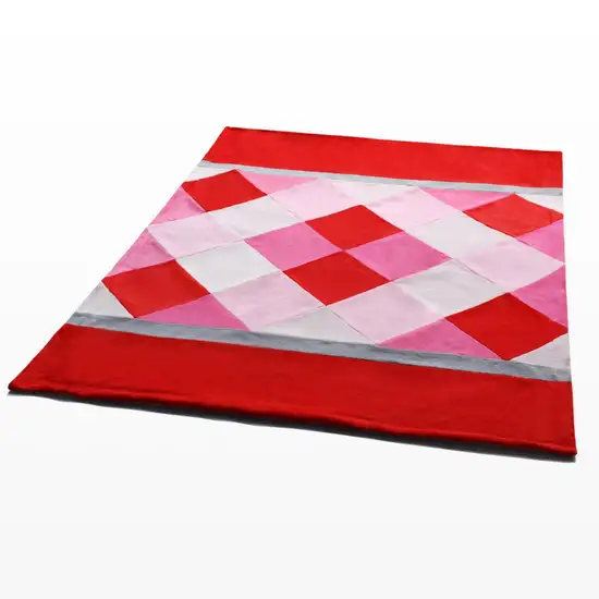 Onitiva - Plaids - Rose Elf -  Soft Coral Fleece Patchwork Throw Blanket (59 by 78.7 inches) Photo 4