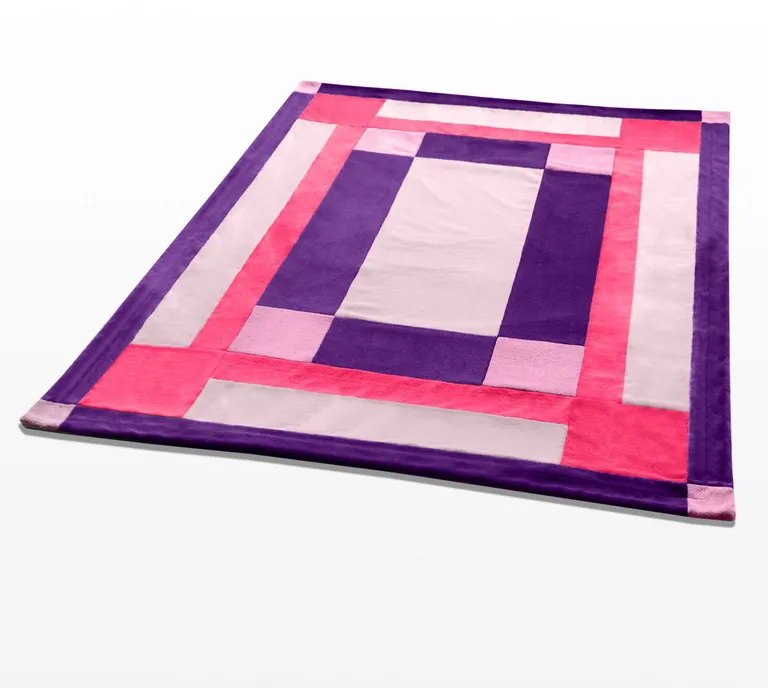 Onitiva - Purple Charm - Soft Coral Fleece Patchwork Throw Blanket (59 by 78.7 inches) Photo 3