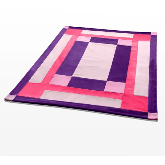Onitiva - Purple Charm -  Soft Coral Fleece Patchwork Throw Blanket (59 by 78.7 inches) Photo 4