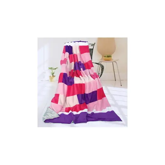 Onitiva - Purple Mood -  Soft Coral Fleece Patchwork Throw Blanket (59 by 78.7 inches) Photo 2