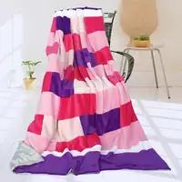 Photo of Onitiva - Purple Mood - Soft Coral Fleece Patchwork Throw Blanket (59 by 78.7 inches)