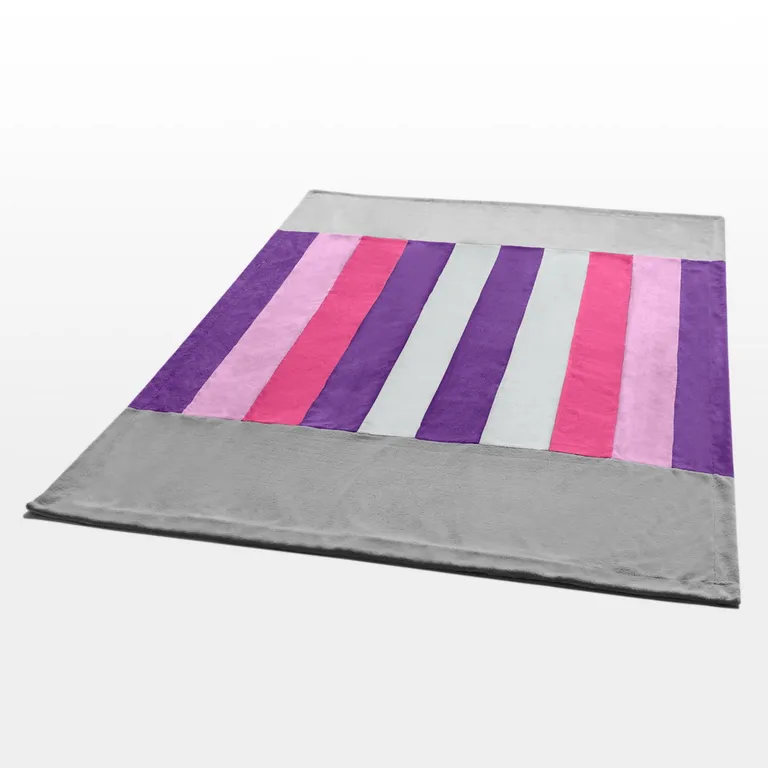 Onitiva - Rainbow Stripe - Soft Coral Fleece Patchwork Throw Blanket (59 by 78.7 inches) Photo 3