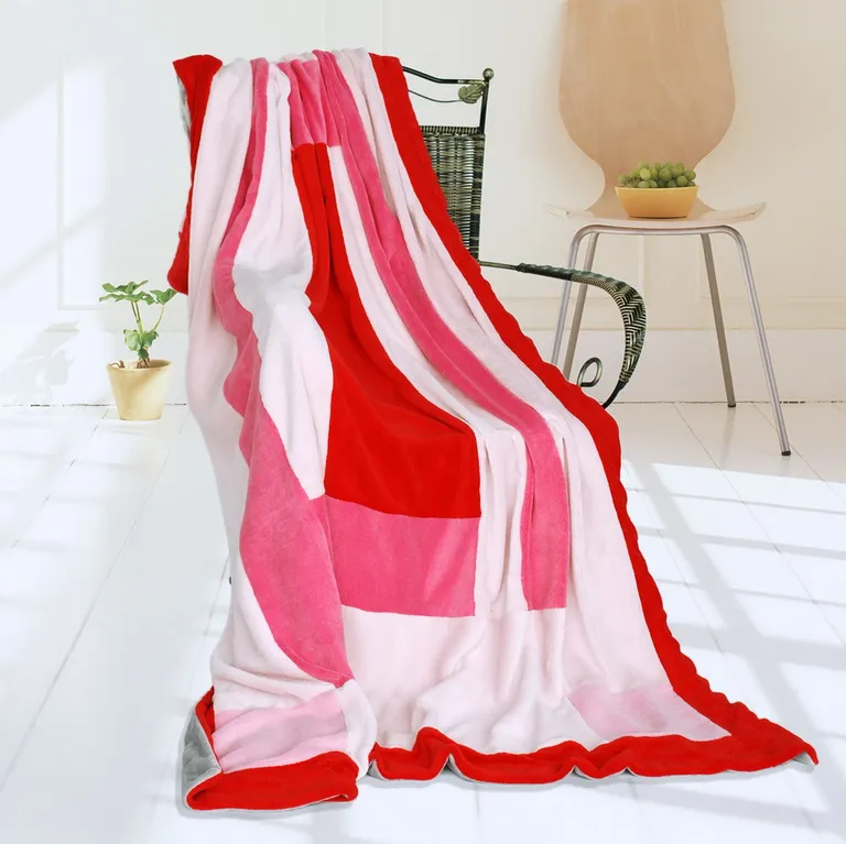 Onitiva - Rosy Clouds - Soft Coral Fleece Patchwork Throw Blanket (59 by 78.7 inches) Photo 1