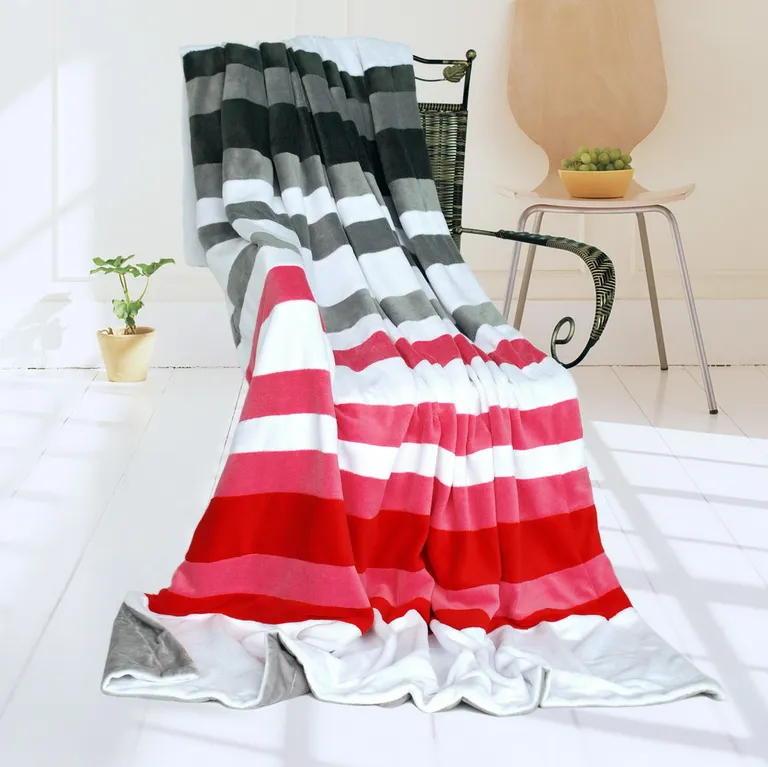 Onitiva - Stripes - Fantastic Dreams - Soft Coral Fleece Patchwork Throw Blanket (59 by 78.7 inches) Photo 1