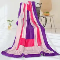 Photo of Onitiva - Violet Love - Soft Coral Fleece Patchwork Throw Blanket (59 by 78.7 inches)