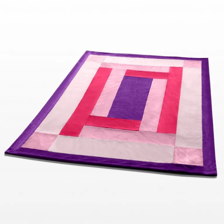 Onitiva - Violet Love - Soft Coral Fleece Patchwork Throw Blanket (59 by 78.7 inches) Photo 3