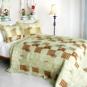 Photo of Only You - 3PC Cotton Contained Vermicelli-Quilted Patchwork Quilt Set (Full/Queen Size)