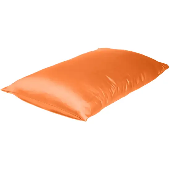 Orange Dreamy Set Of 2 Silky Satin Queen Pillowcases Photo 3