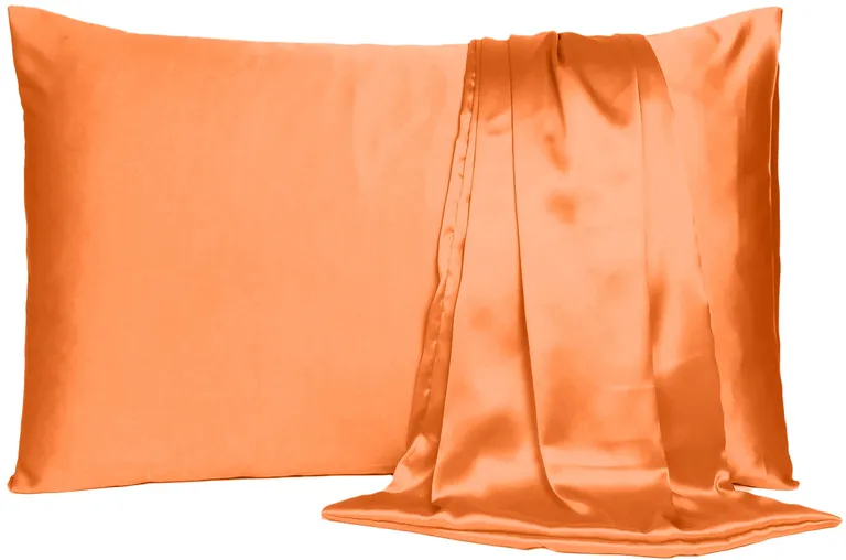 Orange Dreamy Set Of 2 Silky Satin Queen Pillowcases Photo 1