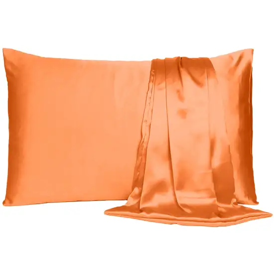 Orange Dreamy Set Of 2 Silky Satin Queen Pillowcases Photo 1