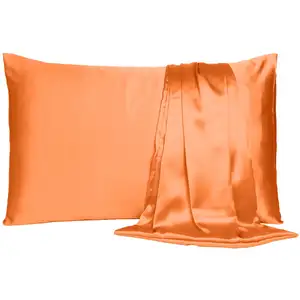 Photo of Orange Dreamy Set Of 2 Silky Satin Queen Pillowcases