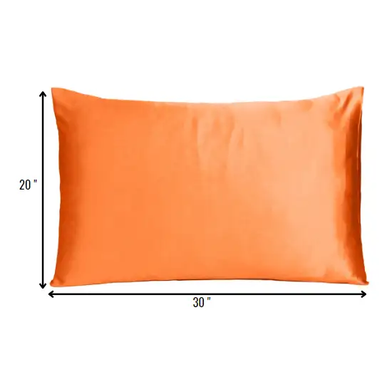 Orange Dreamy Set Of 2 Silky Satin Queen Pillowcases Photo 8