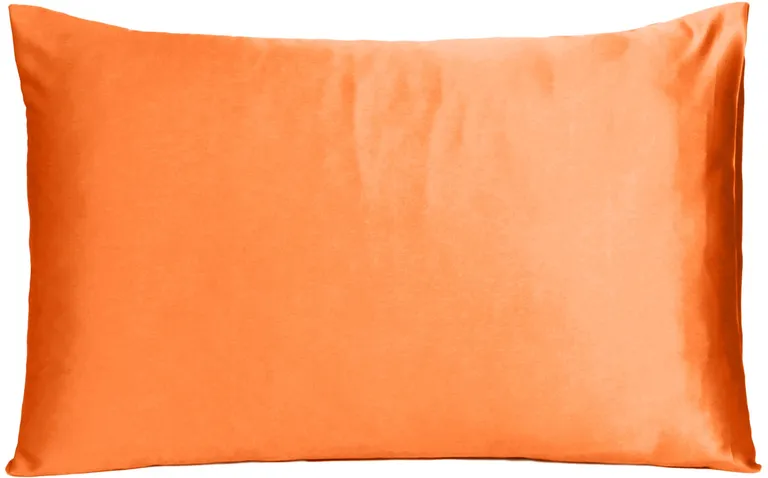 Orange Dreamy Set Of 2 Silky Satin Queen Pillowcases Photo 2