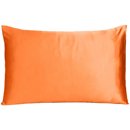 Orange Dreamy Set Of 2 Silky Satin Queen Pillowcases Photo 2