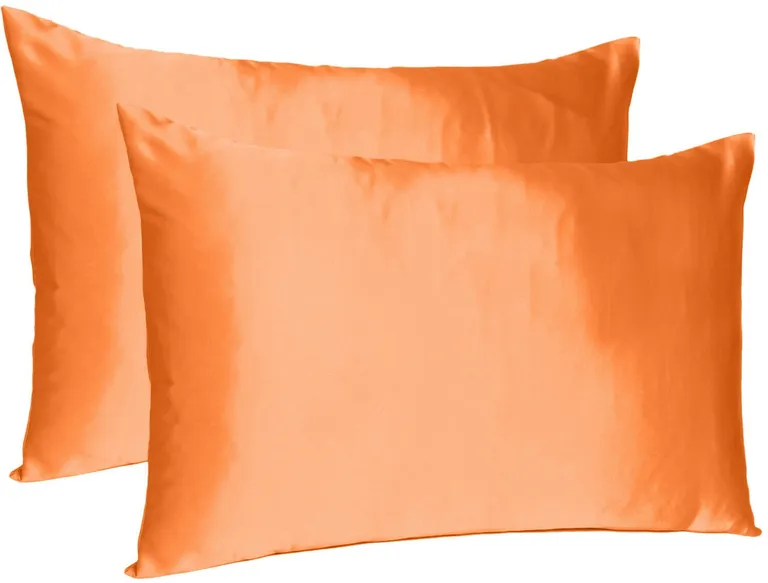 Orange Dreamy Set Of 2 Silky Satin Queen Pillowcases Photo 4