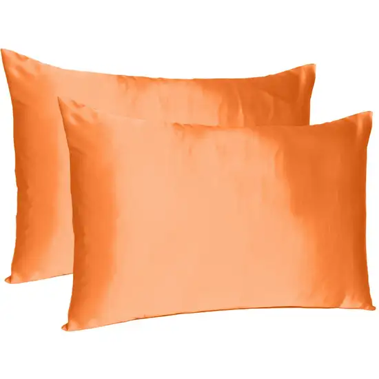 Orange Dreamy Set Of 2 Silky Satin Queen Pillowcases Photo 4