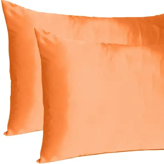 Orange Dreamy Set Of 2 Silky Satin Queen Pillowcases Photo 7