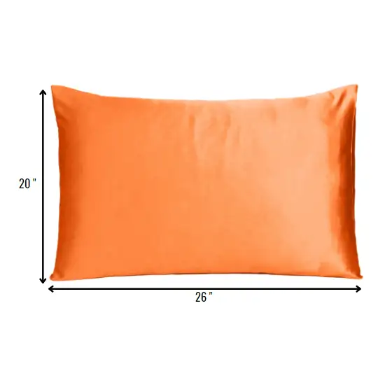 Orange Dreamy Set Of 2 Silky Satin Standard Pillowcases Photo 8