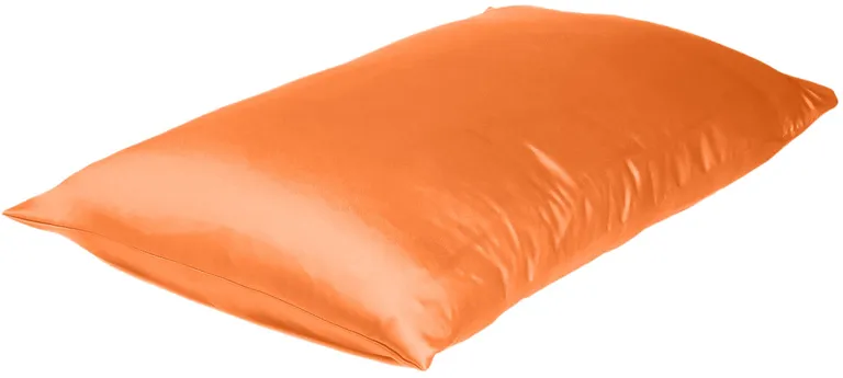 Orange Dreamy Set Of 2 Silky Satin Standard Pillowcases Photo 3