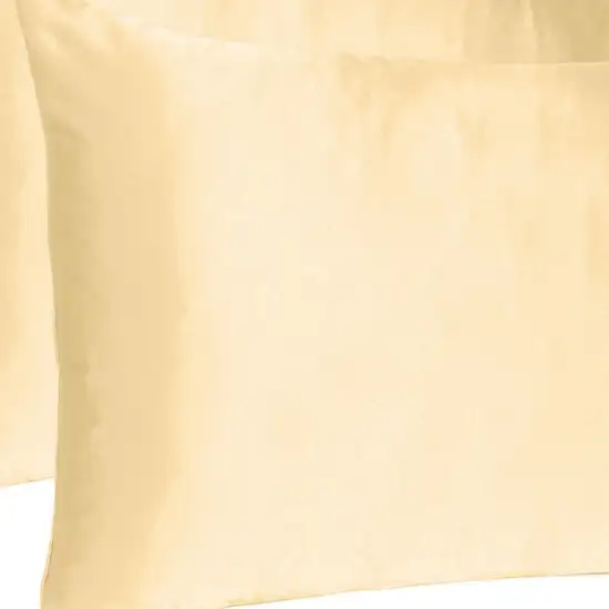 Pale Peach Dreamy Set Of 2 Silky Satin King Pillowcases Photo 6