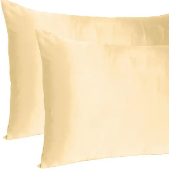 Pale Peach Dreamy Set Of 2 Silky Satin King Pillowcases Photo 7