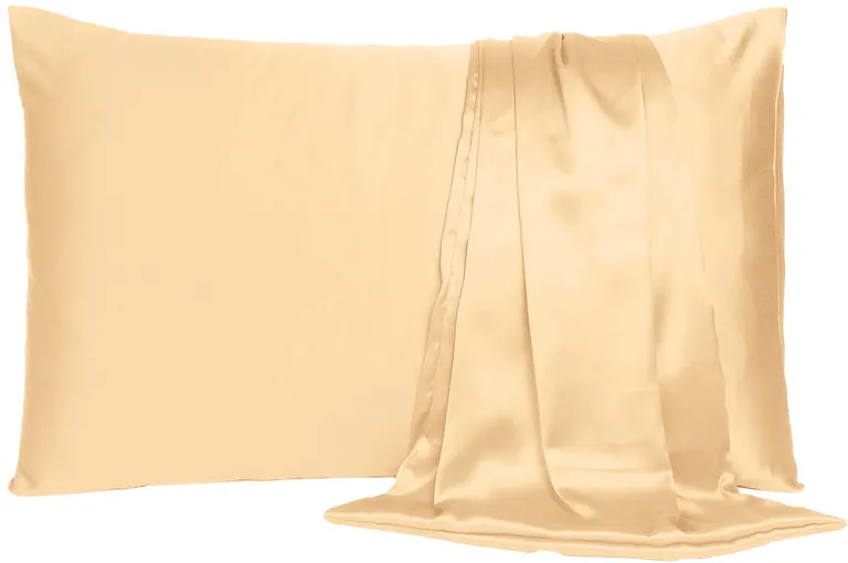 Pale Peach Dreamy Set Of 2 Silky Satin King Pillowcases Photo 1