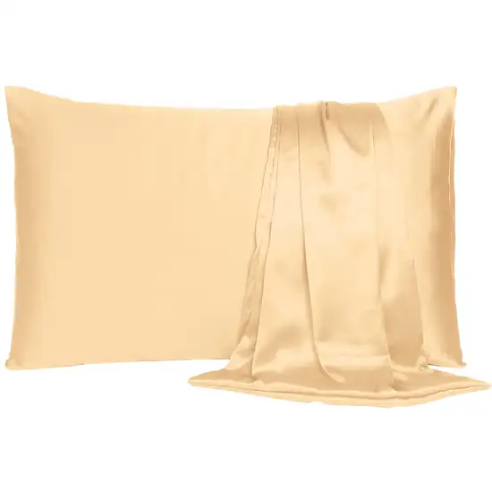 Pale Peach Dreamy Set Of 2 Silky Satin King Pillowcases Photo 1