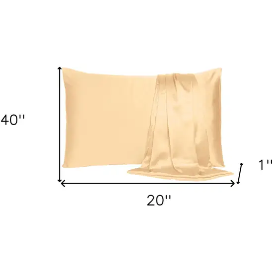 Pale Peach Dreamy Set Of 2 Silky Satin King Pillowcases Photo 8