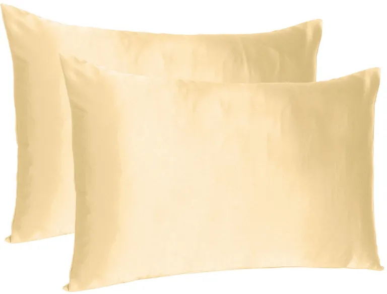 Pale Peach Dreamy Set Of 2 Silky Satin King Pillowcases Photo 5