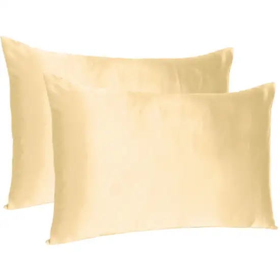 Pale Peach Dreamy Set Of 2 Silky Satin King Pillowcases Photo 5