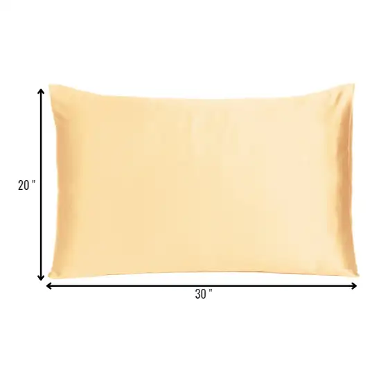 Pale Peach Dreamy Set Of 2 Silky Satin Queen Pillowcases Photo 8