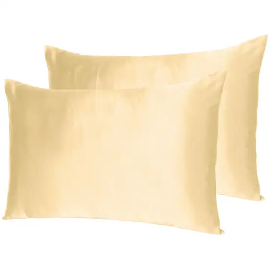 Pale Peach Dreamy Set Of 2 Silky Satin Standard Pillowcases Photo 7