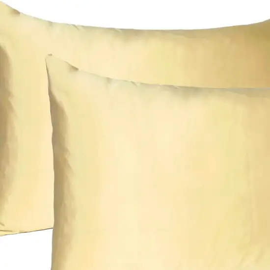 Pale Yellow Dreamy Set Of 2 Silky Satin Queen Pillowcases Photo 7