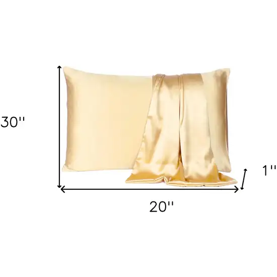 Pale Yellow Dreamy Set Of 2 Silky Satin Queen Pillowcases Photo 8