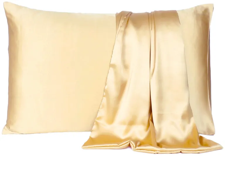 Pale Yellow Dreamy Set Of 2 Silky Satin Queen Pillowcases Photo 1