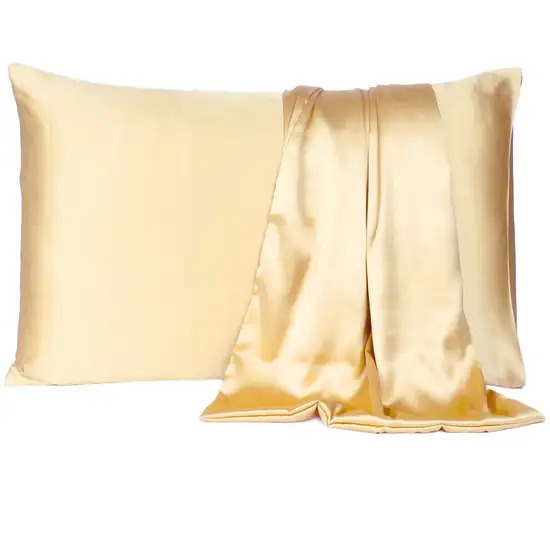 Pale Yellow Dreamy Set Of 2 Silky Satin Queen Pillowcases Photo 1