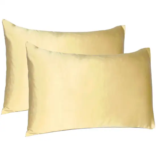 Pale Yellow Dreamy Set Of 2 Silky Satin Queen Pillowcases Photo 5