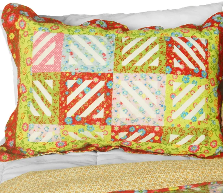 Paradise Ranch - 3PC Cotton Contained Vermicelli-Quilted Patchwork Quilt Set (Full/Queen Size) Photo 1