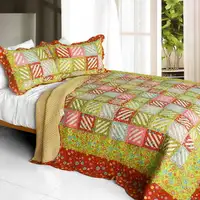 Photo of Paradise Ranch - 3PC Cotton Contained Vermicelli-Quilted Patchwork Quilt Set (Full/Queen Size)