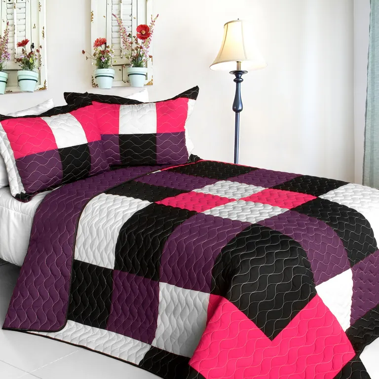 Partner - 3PC Vermicelli - Quilted Patchwork Quilt Set (Full/Queen Size) Photo 1